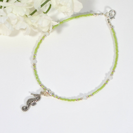 seahorse charm anklet, 9.25", handmade by Purple Moon Designs