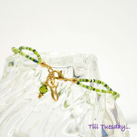 Green Mother Charm Anklet, handmade by Purple Moon Designs