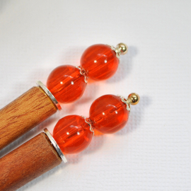 Pair of Minimalist Orange Hair Sticks, handmade by Purple Moon Designs Pair of Minimalist Orange Hair Sticks, handmade by Purple Moon Designs