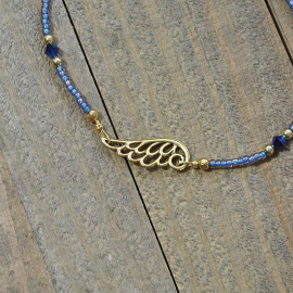 Angel Wing Anklet, 10 inch, handmade by Purple Moon Designs