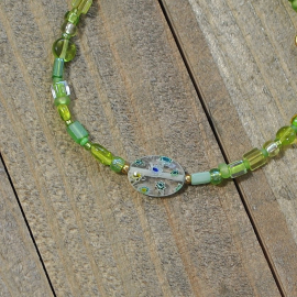 Green Boho Beach Bum Anklet, handmade by Purple Moon Designs
