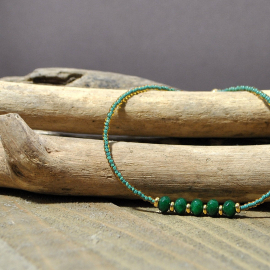Green Gemstone Anklet Handmade by Purple Moon Designs