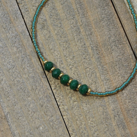 Green Gemstone Anklet Handmade by Purple Moon Designs Green Gemstone Anklet Handmade by Purple Moon Designs