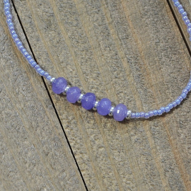 lavender gemstone anklet handmade by purple moon designs