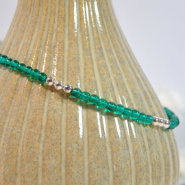 teal and silver anklet handmade by purple moon designs