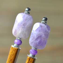 Pair of Purple Amethyst Hair Sticks, handmade by Purple Moon Designs