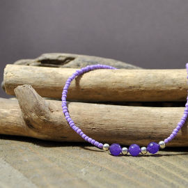 Lavender Gemstone Anklet, handmade by Purple Moon Designsv