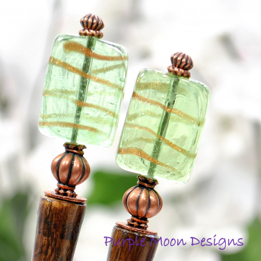 Copper and Green Hair Sticks