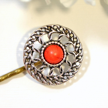 Southwest Hair Pin, Hair Clip, South West, Bobby Pin, Red Sun, Handmade Hair Accessory