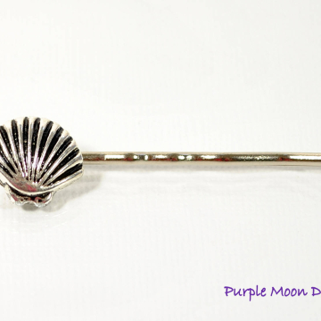Silver Seashell Bobby Pin, Beach Hair Pin, Shell Hair Clip, Beach Hair Accessory
