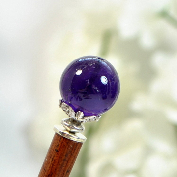 Purple Hairstick, Amethyst Hair Stick, Japanese Hair Pin, Handmade Hair Jewelry - "Elemence"