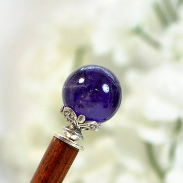 Purple Hairstick, Amethyst Hair Stick, Japanese Hair Pin, Handmade Hair Jewelry - "Elemence"