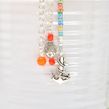 Beach Hair Charm, 11 inch Beaded Hair Chain with Your Choice of Snap Comb or U Pin