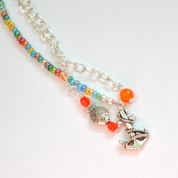 Beach Hair Charm, 11 inch Beaded Hair Chain with Your Choice of Snap Comb or U Pin