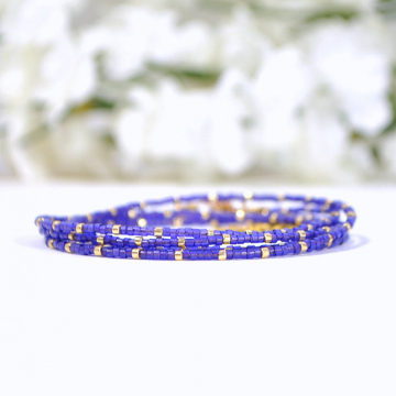 Purple Wrap Bracelet, 5 Wrap Bracelet, Multi-Layered Bracelet, Purple, Gold, Stacking Bracelet, 35-38 inch Bracelet Necklace