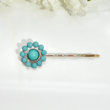 Blue Hair Pin, Blue Bobby Pin, Blue Sun Bobby Pin, Barrette, Handmade