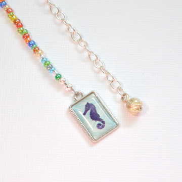 Seahorse Hair Charm, 12 inch Beach Hair Dangle with Your Choice of Snap Comb or U Pin