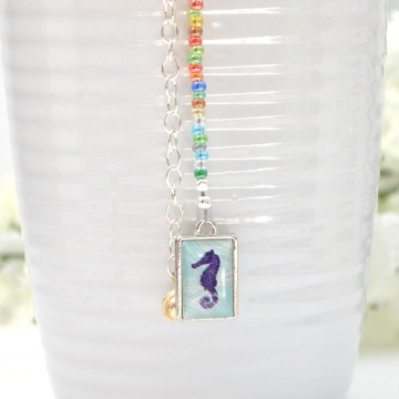 Seahorse Hair Charm, 12 inch Beach Hair Dangle with Your Choice of Snap Comb or U Pin