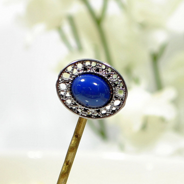 Blue Hair Pin, Beaded Hair Pin, Small Hair Pins, Blue Hair Beads, Single Bobby Pin