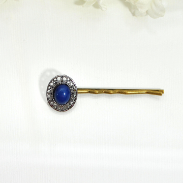 Blue Hair Pin, Beaded Hair Pin, Small Hair Pins, Blue Hair Beads, Single Bobby Pin