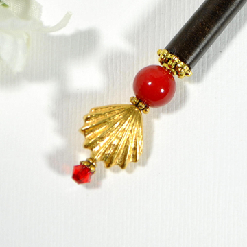 Seashell Hair Stick, Japanese Hairstick, Short Hairstick, Beach Hair Accessory, Shell Hair Pin, Handmade Bun Pin, Hair Chopstick - "Glimmer"