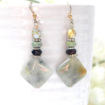 Green Earrings, Moss Agate, Gemstone Earrings, Agate Earrings, Gemstone Jewelry, Your Choice of Leverback or Sterling Silver