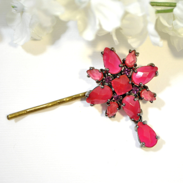 Flower Bobby Pin, Red Bobby Pin, Right Size Bobby, Flower Hair Pin, Hair Accessories, Date Night Hair Pin