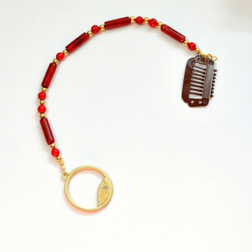 Red Leaf Hair Charm, 7 inch Woodland Hair Chain with Your Choice of Snap Comb or U Pin