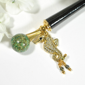 Seahorse Hair Stick, 5 inch Charm Bun Pin - "A Different Perspective"