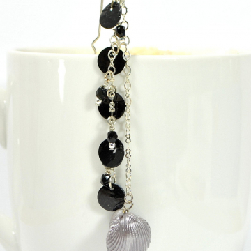 Black Hair Charm, Seashell Hair Beads, Hair Chain, Beaded Hair Charm, Beaded Hair Fork, Geisha Hair Pin, Snap Clip or U Pin