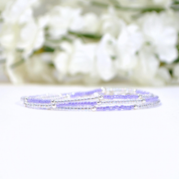 Layering Bracelet, Purple Wrap Bracelet, 3 Wrap Bracelet, Lavender, Multi-Layered, Stacking Bracelet, 21-24 inch, Handmade Jewelry