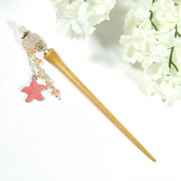Starfish Hair Stick, 4 inch Beach Hair Bun Pin - "Morning Star"