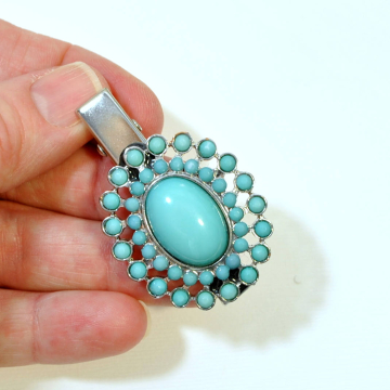 Blue Sunburst Hair Clip, Blue Barrette, Embellished Hair Slide, Blue Sun Hair Clip, Hair Jewelry, Handmade, Alligator Clip