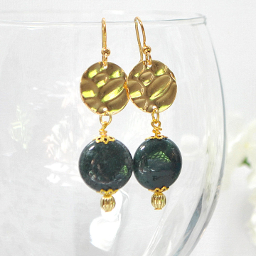 Dangle Earrings, Gemstone Earrings, Green, Gold, Short Dangle Earring, Handmade Jewelry, Your Choice of Leverback or Gold Filled Earwires