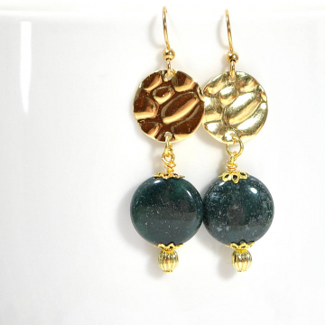 Dangle Earrings, Gemstone Earrings, Green, Gold, Short Dangle Earring, Handmade Jewelry, Your Choice of Leverback or Gold Filled Earwires