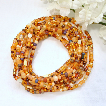 Autumn Wrap Bracelet, Stretch Bracelet, 11 Wrap Bracelet, Mixed Brown, Layering Bracelet, Handmade Stacking Bracelet