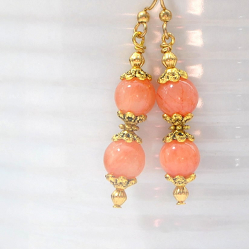 Pink Earrings, Dangle Earrings, Pink Gemstone Earrings, Handmade Jewelry, Your Choice of Leverback or Gold Filled