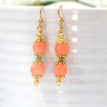 Pink Earrings, Dangle Earrings, Pink Gemstone Earrings, Handmade Jewelry, Your Choice of Leverback or Gold Filled