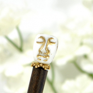 Comedy and Tragedy Mask Hairstick, Messy Bun Hair Stick Pin - "Arabesque"