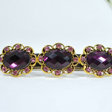 Purple Barrette, Crystal Hair Barrette, Hair Slide, Purple, Gold, Handmade, Hair Clip, French Barrette, Hair Accessories for the Office