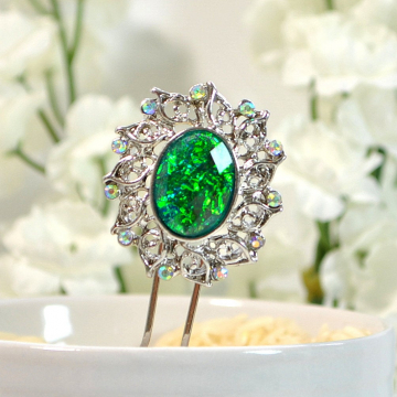 Green Decorative Hair Fork, 2 inch Dragon Eye Jewelry
