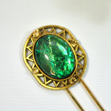 Small Green Hair Fork, 2 inch Decorative Hair Fork