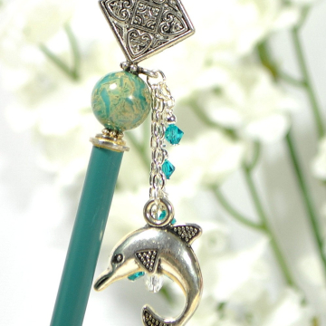 Dolphin Hair Stick, 5 inch Beach Hair Bun Pin - "Muse"
