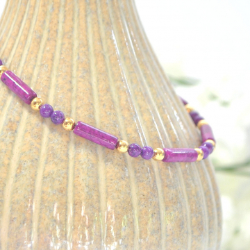 Handmade Magenta Anklet, 9.5 inch Dark Pink Ankle Bracelet