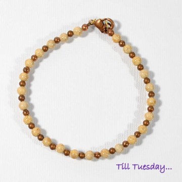 Beige Bracelet, Beaded Bracelet, Beige with Copper Accents, Handmade Bracelet, Prom Jewelry, Autumn Bracelet, Bracelet with Clasp