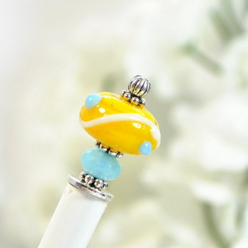 Yellow Hair Stick, Small Summer Hair Bun Pin - "Sandrine"