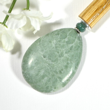 Green Gemstone Hair Stick, 5.5 inch Beaded Hair Pin - "Gentle Heart"