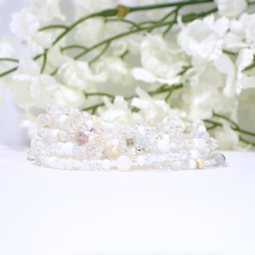 Wrap Bracelet, Stretch Bracelet, 8 Wrap, Layering Bracelet, Handmade Stacking Bracelet, Clear and White Wrap Bracelet, Elastic Bracelet