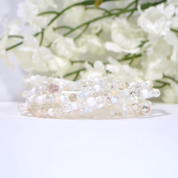 Wrap Bracelet, Stretch Bracelet, 8 Wrap, Layering Bracelet, Handmade Stacking Bracelet, Clear and White Wrap Bracelet, Elastic Bracelet