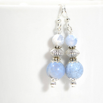 Blue Dangle Earrings, Small Dangle Earring, Blue Silver Earrings, Handmade Earrings, Your Choice of Leverback Earwires or Sterling Silver